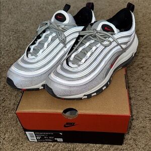Nike Air Max 97 Metallic Silver with Red Accents
